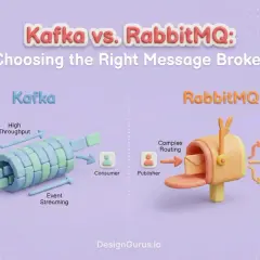 Porównanie Kafka vs. RabbitMQ: Kafka z potężnym strumieniem zdarzeń, RabbitMQ z pocztą i trasowaniem wiadomości.