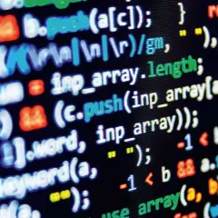 Fragment kodu z kolorowym podświetleniem składni, w tym `inp_array.length`. Widać fragmenty funkcji `push` i `return`, sugerujące pracę z danymi. To przykład zastosowania metody statycznej w programowaniu.