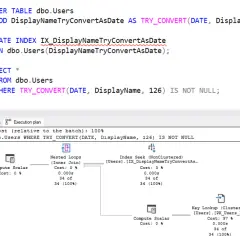 SQL Server TRY_CONVERT w zapytaniu i planie wykonania, tworzenie indeksu dla optymalizacji.