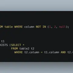 Dwa zapytania SQL: jedno filtruje dane, drugie sprawdza brak powiązanych rekordów.