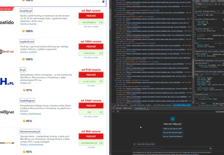 Hostingi: hostido.pl (100%), mydevil.net (100%), lh.pl (97%), hashMagnet (95%), domenomania.pl (95%). Warto sprawdzić c# nameof w kontekście wyboru hostingu.