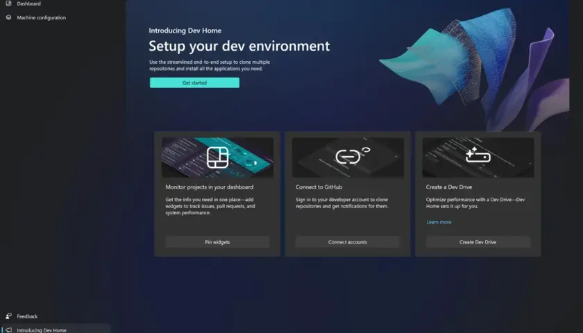 Dev Home ułatwia konfigurację środowiska deweloperskiego, monitorowanie projektów i tworzenie Dev Drive.