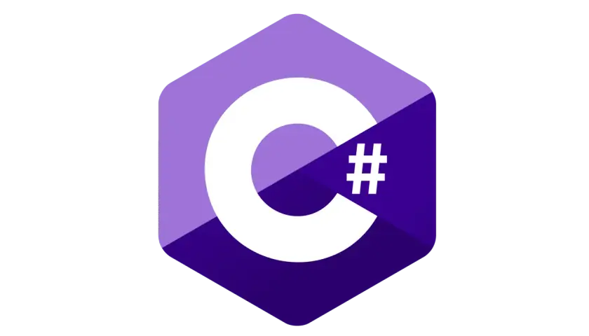 Logo C# z białym znakiem #. Symbolizuje język programowania, gdzie operatory matematyczne odgrywają kluczową rolę.