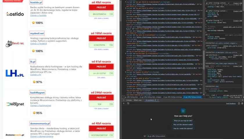 Hostingi: hostido.pl (100%), mydevil.net (100%), lh.pl (97%), hashMagnet (95%), domenomania.pl (95%). Warto sprawdzić c# nameof w kontekście wyboru hostingu.