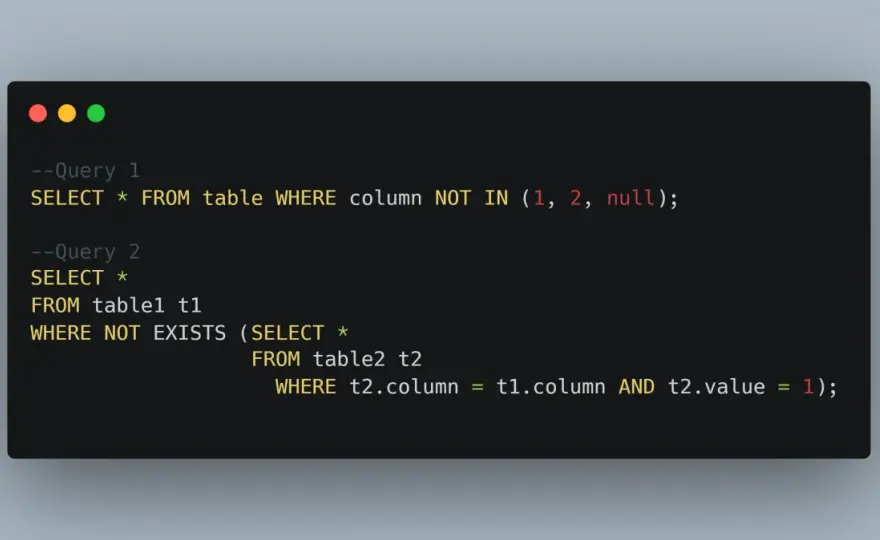 IF NOT EXISTS i NOT EXISTS w SQL - różnice i przykłady