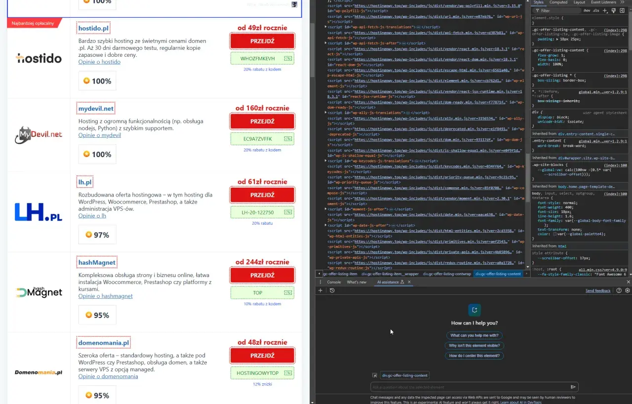 Hostingi: hostido.pl (100%), mydevil.net (100%), lh.pl (97%), hashMagnet (95%), domenomania.pl (95%). Warto sprawdzić c# nameof w kontekście wyboru hostingu.